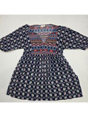 Umgee Small Boho Floral Aztec Tunic Mini Dress
